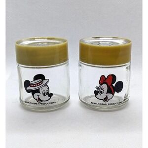 Mickey Minnie Salt Pepper Shakers Vintage Disney Glass Set